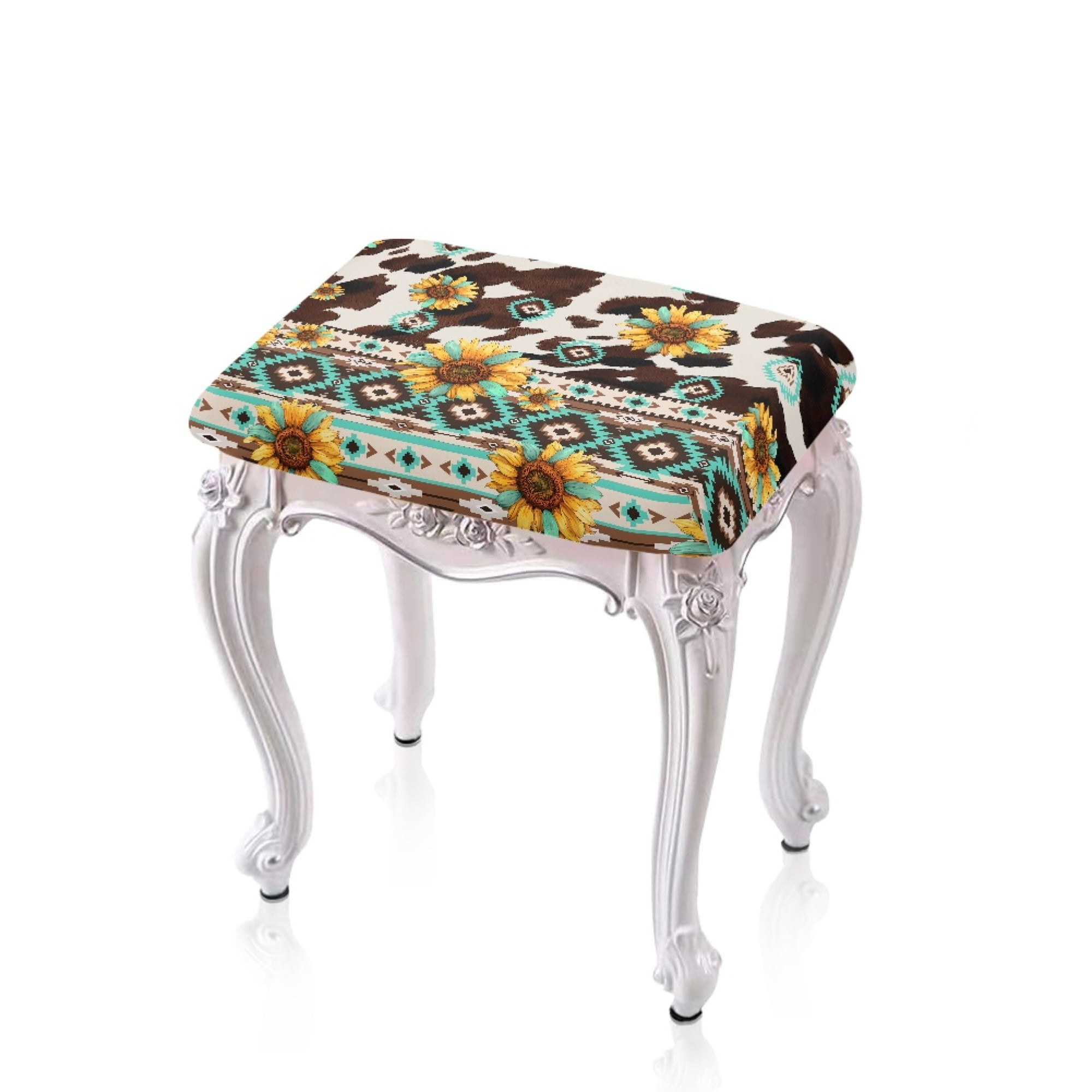 ZUXONGSY Sunflower Aztec Ethnic Stool Covers Rectangle Set of 2 Stretch ...