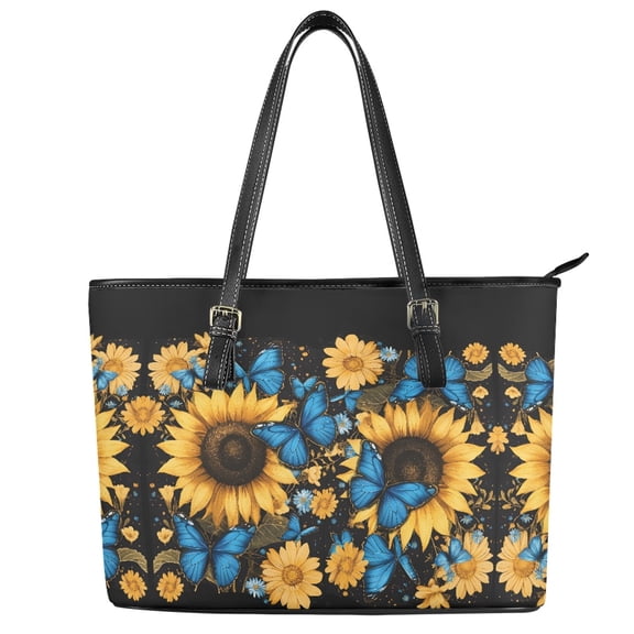 ZUXONGSY Sunflower Butterfly Print Handbag for Women Lightweight Satchel Handbags Portable Shoulder Bag with Zip Compartments for Work Dating