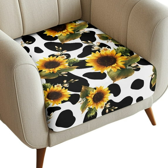 ZUXONGSY Sunflower Couch Cushion Cover Cow Print 1 Seater Outdoor Patio Couch Cushion Protector Cover Spandex Couch Seat Cushion Slipcover Gifts for Friends and Family