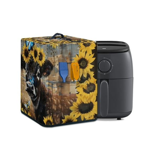 ZUXONGSY Sunflower Cow Air Fryer Dust Cover Small Kitchen Appliance Covers with Pockets And Top Handle Large Kirchen Applicance Protective Dust Cover Stain Resistant Kitchen Decor