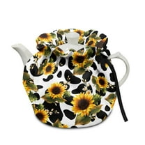 ZUXONGSY Sunflower Cow Pattern Teapot Cover Tea Cosy for Teapot with Elastic Band Drawstring Kitchen Tea Cosy Insulation And Keep Tea Warm for Home Kitchen Decorative Accessories