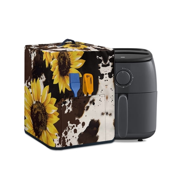 ZUXONGSY Sunflower Cow Print Air Fryer Cover Electric Appliance Dust-Proof Cover with top Handle Polyester Electric Pressure Cooker Cover Easy to Use And Clean Kitchen Decor
