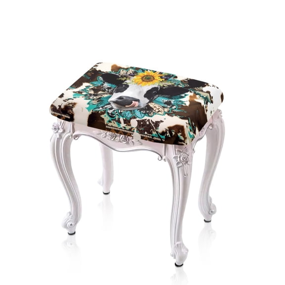 ZUXONGSY Sunflower Cow Stool Covers Rectangle 2 Pcs Soft Stool Cushion Slipcover with Elastic Bands Aztec Tribal Bar Stool Cushion Slipcovers Wear Resistant Slipcovers for Kitchen Decor