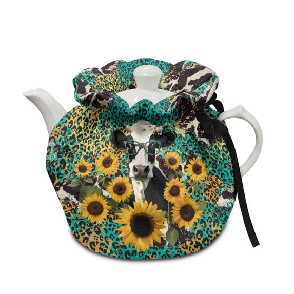 ZUXONGSY Sunflower Cow Teapot Cozy Teapots Dust Cover with Elastic Band Drawstring Insulated Kettle Cover Easy to Install And Washable for Home Kitchen Teapot Covers