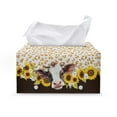 thumbnail image 1 of ZUXONGSY Sunflower Cow Tissue Box Cover Leopard Print PU Leather Tissue Box Cover with Buckle Rectangular Tissue Box Cover Customized Printed Tissue Cover for Table, Dresser, Countertop, 1 of 7