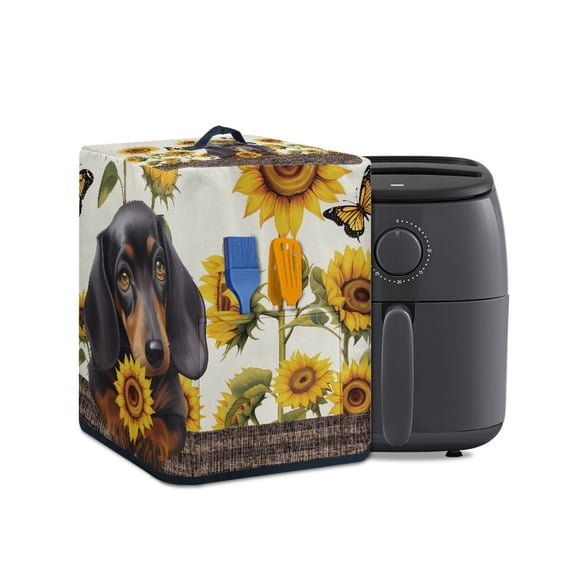 ZUXONGSY Sunflower Dachshund Air Fryer Cover Dust Cover Small Kitchen Appliance Covers with Pockets And Handle Fashion Kitchen Appliance Dust Covers Washable Home Decor