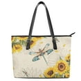 thumbnail image 1 of ZUXONGSY Sunflower Dragonfly Print Handbag for Women Practicality Top Handle Tote Bag PU Leather Laptop Tote Bag with Handle for Shopping Work, 1 of 6
