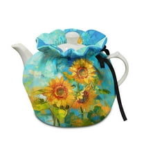 ZUXONGSY Sunflower Oil Paint Teapot Cozy Tea Cosy for Small Teapot with Elastic Band Drawstring Tea Pot Cover Insulation Reusable for Home Kitchen Decorative Accessories