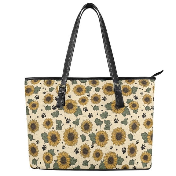 ZUXONGSY Sunflower Paw Print Handbag for Women Large Capacity Satchel Handbags Casual Travel Purse with Handle for Travel Shopping