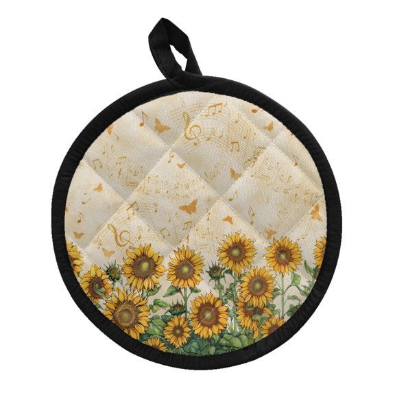 ZUXONGSY Sunflower Pot Holder Music Oven Mitts and Potholder in One Kitchen Mitts Kitchen Organizer Multipurpose Insulated Tea Pot Holder Protective Glove for Seniors