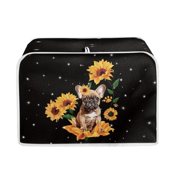 ZUXONGSY Sunflower Pug Toster Cover 2 Slice Soft Appliance Cover And Dust Cover Wide Slot Dust and Fingerprint Protection Bread Maker Cover Anti-Sputtering Kitchen Decor