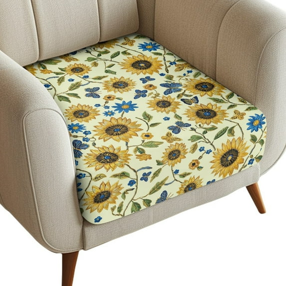 ZUXONGSY Sunflower Sofa Cushion Cover Butterfly Couch Cushion Protector Cover 1 Seater Contemporary Furniture Protector Easy to Install and Clean Outdoor Cushion Cover Stylish Decor