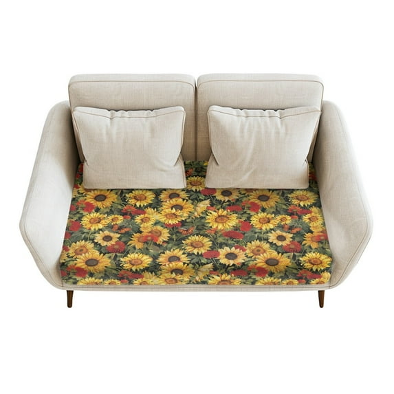 ZUXONGSY Sunflower Sofa Cushion Covers Couch Cushion Protector Cover Elastic Separate Sofa Slipcover 2 Seater Flexible Outdoor Patio Couch Cushion Protector Cover Gifts for Friends