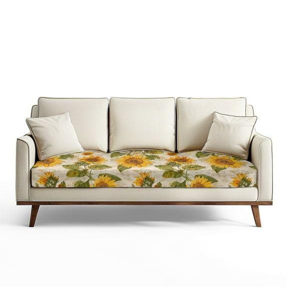 ZUXONGSY Sunflower Sofa Cushion Covers Couch Cushion Protector Cover Machine Washable Sofa Seat Cushion Cover Anti Slip Furniture Protection Cover for Women Gifts for Mom Large
