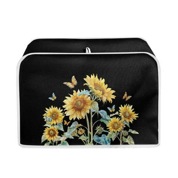 ZUXONGSY Sunflower Toster Cover 2 Slice Bread Maker Cover Dustproof Cover Wide Slot Universal Size Microwave Oven Dustproof Cover with Hook Greasy Protection Anti Fingerprints