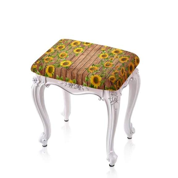 ZUXONGSY Sunflower Wooden Bar Stool Cover Rectangle 2 PCS Dust Protective Cover with Elastic Bands Spandex Chair Cover Stretch Slipcovers Easy to Install And Clean Home Decor