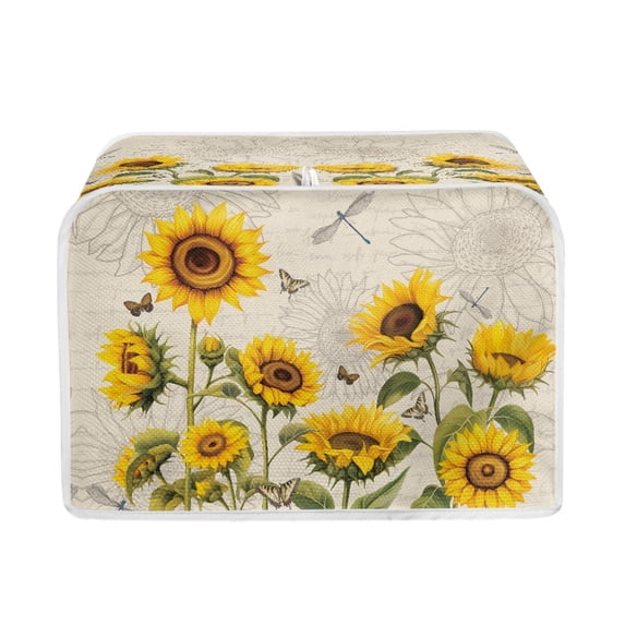 ZUXONGSY Sunflowers Toaster Covers 4 Slice Small Appliance Toaster Cover Wide Slot Butterflies Universal Size Kitchen Appliance Cover for Bread Machine Dust Protection
