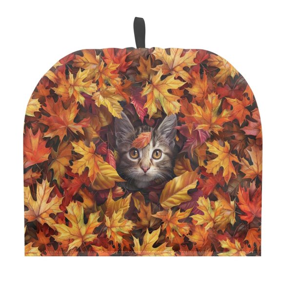 ZUXONGSY Thanksgiving Fall Tea Cozies for Teapot Decorative Teapot Cover with Hanging Ring Fit Tea Breakfast Warmer Cover Maple Leaf Cat Dust Protector Thanksgiving Fall Decor