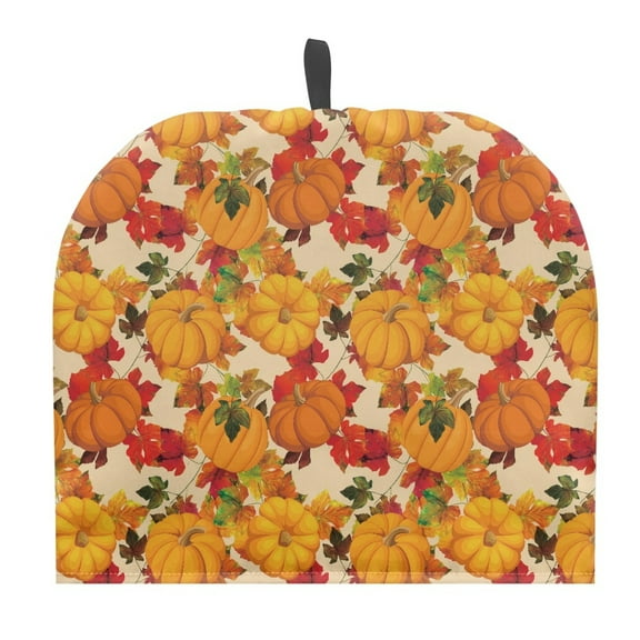 ZUXONGSY Thanksgiving Fall Tea Kettle Cover Teapot Protective with Hanging Loop Anti-Dust Polyester Canvas Teapot Cover Maple Leaf Pumpkin Stain Resistant Thanksgiving Fall Decor
