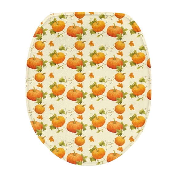 ZUXONGSY Thanksgiving Pumpkin Toilet Cover Lid Washroom Toilet Bowl Dust Cover Decorative Covers with Stretch Edges Soft Thicker Flannel Bathroom Toilet Seat Cover Thanksgiving Decor