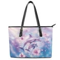 thumbnail image 1 of ZUXONGSY Tie-Dye Dolphin Hibiscus Flower Print Tote Bag for Women Fashion Top Handle Satchel Practicality Shoulder Bag with Zippered for Shopping Work, 1 of 6