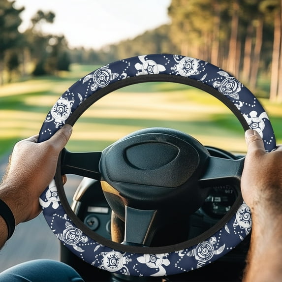 ZUXONGSY Turtle Print Golf Cart Steering Wheel Covers Universal Automotive Steering Wheel Cover Non-Slip Club Car Steering Wheel Cover Interior Decor Steering Wheel Accessories Gifts for Dad