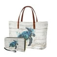 thumbnail image 1 of ZUXONGSY Turtle Wood Paint Splatter Print 2 Pieces Tote Bag Wallet Set for Women Lightweight Top Handle Satchel Large Shoulder Bag Top Handles Work Bag Money Organizers for Outings Travel, 1 of 5