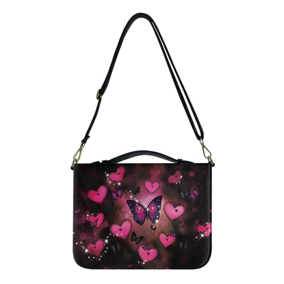 ZUXONGSY Valentine Butterfly Heart Print Pu Leather Bible Case for Men Women Lightweight Bible Carrying Case with Shoulder Strap Multifunctional Bible Accessories for Religious, -2XL