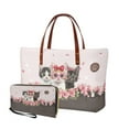 thumbnail image 1 of ZUXONGSY Valentine's Day Cat Rose Print 2 PCS Purses and Work Bag for Women Polyester Top Handle Satchel Shoulder Bag PU Cash Wallet Satchel Handbags Tote Bag for Shopping Work Hiking, 1 of 5
