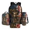 thumbnail image 1 of ZUXONGSY Vintage Moose American Flag Print School Backpack Set for Boys Girls 4 Pack Lightweight Bookbag Travel Daypack with Lunch Bag Pencil Case and Water Bottle Holder for Kids Teens, 1 of 6