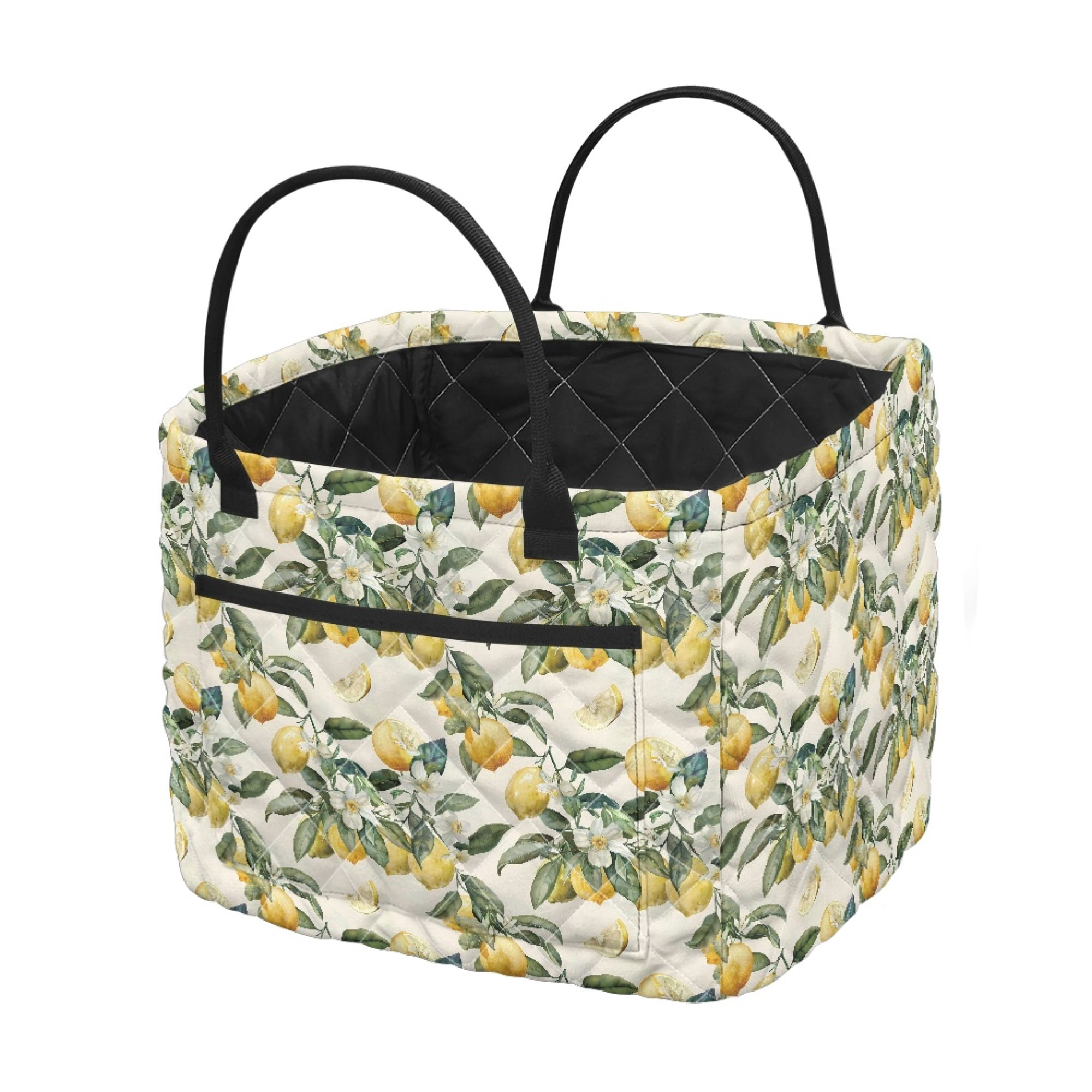 Gouache Pattern ZUXONGSY Watercolor Lemon Pattern Polyester Quilted Storage Basket with ...