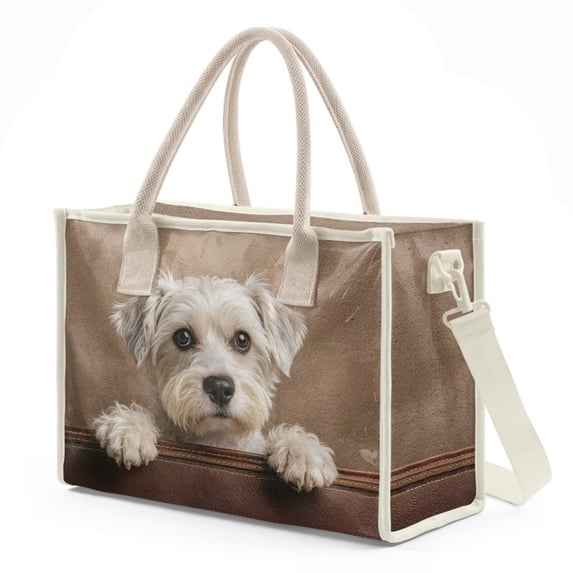 ZUXONGSY West Highland Terrier Print PVC Tote Bag for Women, Lightweight Clear Handbag Zipper Top, Travel Shoulder Bag for Work, Beach, Shopping