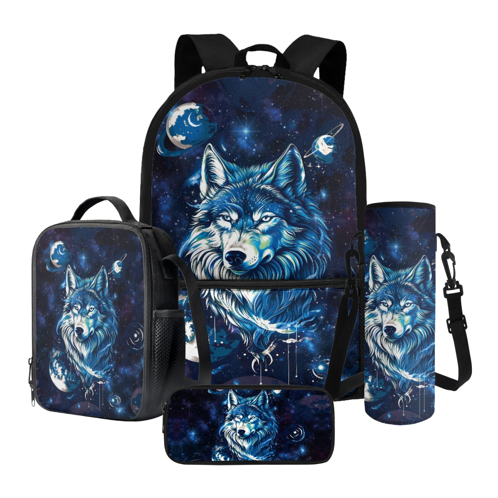 ZUXONGSY Wolf Galaxy Planet Print Pack Backpack Purse for Girls