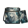 thumbnail image 1 of ZUXONGSY Wolf Lavender Flower Print Leather Crossbody Purse & Wallet Set for Women, Multi-Pocket Satchel with Adjustable Strap for Casual & Formal Outings, 1 of 5