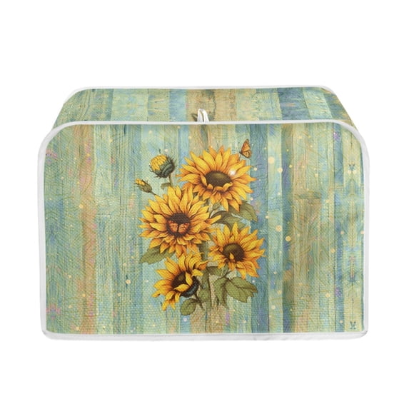ZUXONGSY Wooden Sunflower Toaster Cover 4 Slice Bread Machine Dust Cover Wide Slot Universal Size Microwave Oven Dustproof Cover Anti Greasy Bread Maker Dust Covers