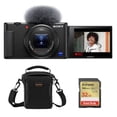 thumbnail image 1 of Sony ZV-1 Compact 4K HD Digital Camera, Black Bundle with Shoulder Bag, 32GB SD Card, 1 of 8