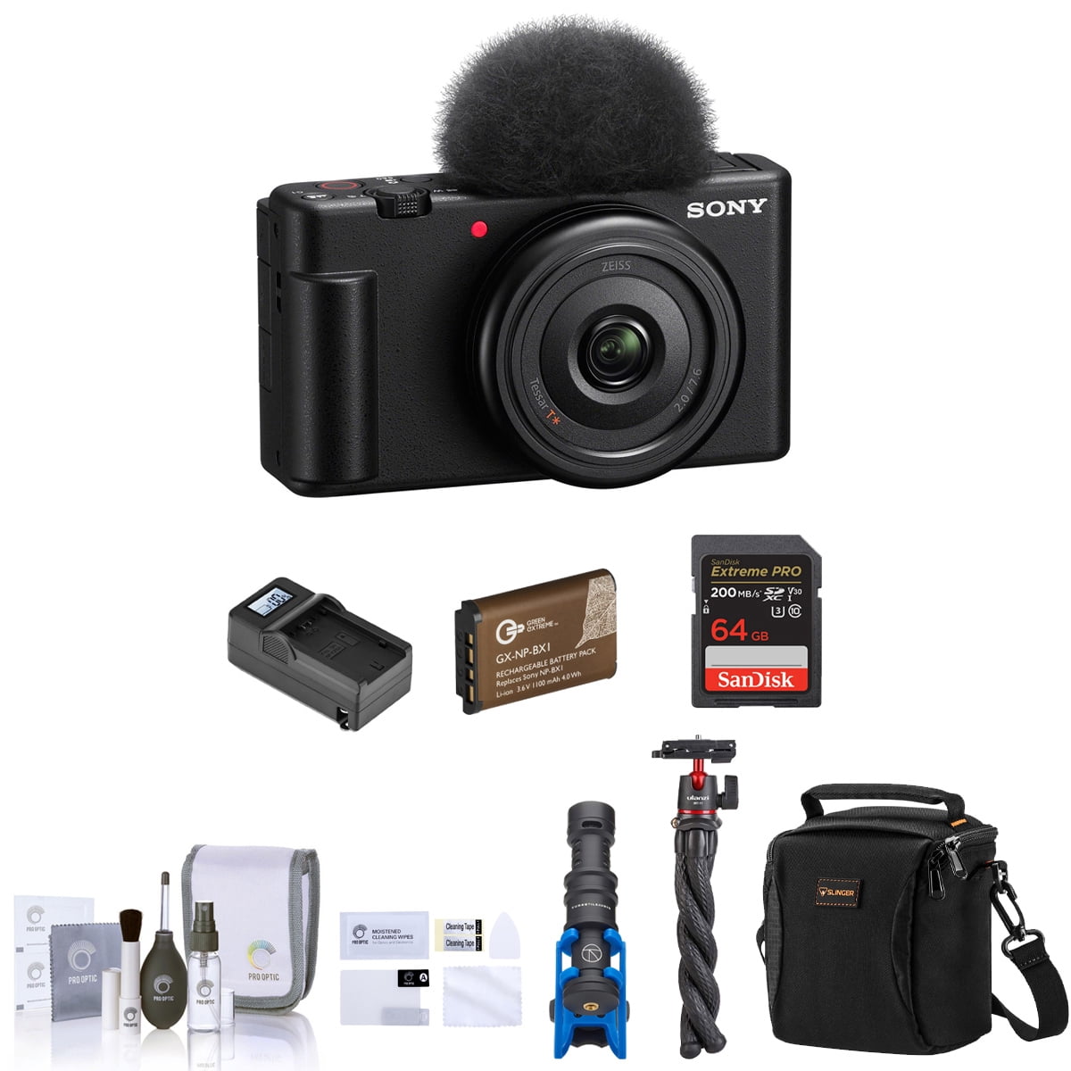 Sony ZV-1F Vlogging Camera, Black Bundle with 64GB SD Card