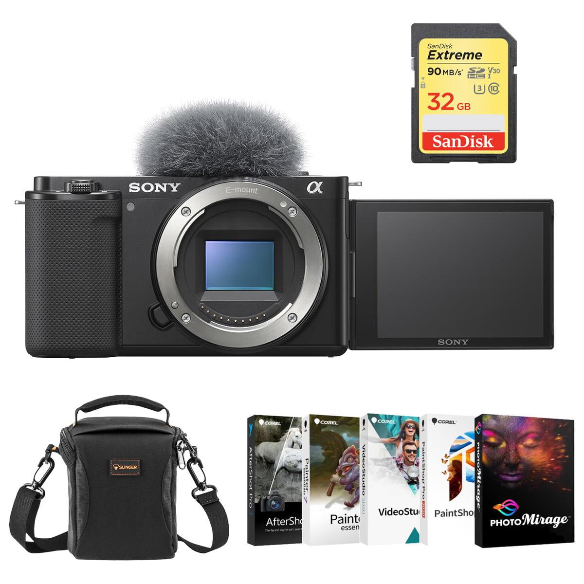 Sony ZV-E10 Mirrorless Camera, Black Bundle with Corel PC Photo & Video ...