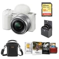 thumbnail image 1 of Sony ZV-E10 Mirrorless Camera with 16-50mm Lens, White Bundle with Mac Photo Editing Software Suite, 32GB SD Memory Card, Shoulder Bag, 40.5mm Filter Kit, 1 of 6