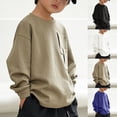 thumbnail image 1 of ZVAVZ Boy's Cotton Long Sleeve Tee Shirts Oversized Crew Neck T-Shirts with Chest Pockets Fashion Solid Lightweight Comfy Tops Green 7-8 Years, 1 of 6