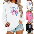 thumbnail image 1 of yoeyez Breast Cancer Awareness Shirts for Mom Pink Ribbon Graphic Tee Long Sleeve Crewneck Sweatshirts Pullover White,XL, 1 of 5