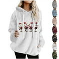 thumbnail image 1 of yoeyez Christmas Hoodie Sweatshirts for Women Xmas Fuzzy Fleece Sweatshirt Faux Shearling Warm Sherpa Pullover Tops with Hood Blue,L, 1 of 5