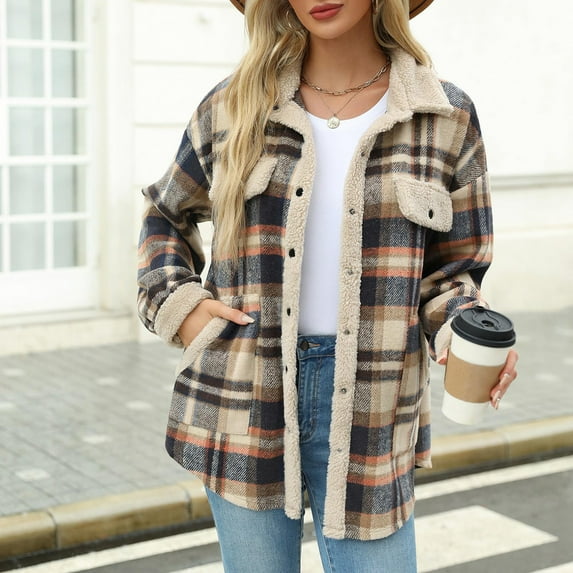 ZVAVZ Clearance Sale Today Womens Flannel Shacket Jacket Plaid Flannel Shirts for Women Loose Fit Boyfriend Button Down Shirt Long Sleeve Casual Flannel Blouse Tops Fall Shirts for Women 2025