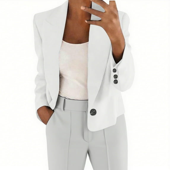 ZVAVZ Colorful Blazers for Women Women's 3/4 Sleeve Lightweight Casual Work Blazer Jacket Collarless Open Front Cardigans Solid Cropped Suit Tops Ladies Lightweight Summer Jackets