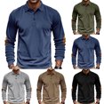 thumbnail image 1 of ZVAVZ Corduroy Polos Shirts for Men Textured Long Sleeve Golf Shirt Business Casual Work Collared Tops Gray S, 1 of 7