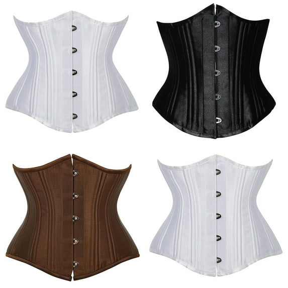 ZVAVZ Corset Waist Belt for Women Steel Boned Underbust Corset Satin Heavy Duty Waist Training Shaper Cincher Body Corset Brown,XXL