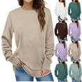 thumbnail image 1 of ZVAVZ Crewneck Sweatshirts Women Graphic Long Sleeve Fleece Tunic Shirts Solid Color Casual Basic Sweatshirt Pullover Light Blue,XXL, 1 of 7