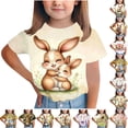 thumbnail image 1 of ZVAVZ Easter Shirts for Girls Crew Neck Cute Summer Tops Short Sleeve Bunny Print Graphic Tee Blouses Holiday Clothes Yellow,7 Years, 1 of 6