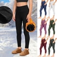 thumbnail image 1 of ZVAVZ Fleece Lined Leggings for Girls High Waisted Tummy Control Workout Tights Kids Thermal Warm Soft Yoga Pants Black,8 Years, 1 of 7