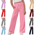 thumbnail image 1 of ZVAVZ Girls Wide Leg Sweatpants with Pockets High Waisted Baggy Pants Fashion Teen Girl Drawstring Athletic Joggers Red,11-12 Years, 1 of 7
